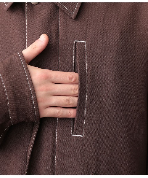 JUNRED(ジュンレッド)の「【セットアップ可能】ラスターツイルショートブルゾン(ブルゾン・メンズ・ブラック/ダークブラウン・S/M/L)」の16枚目の写真