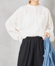PUAL CE CIN | ヘリンボーン襟フリルブラウス(シャツ/ブラウス)