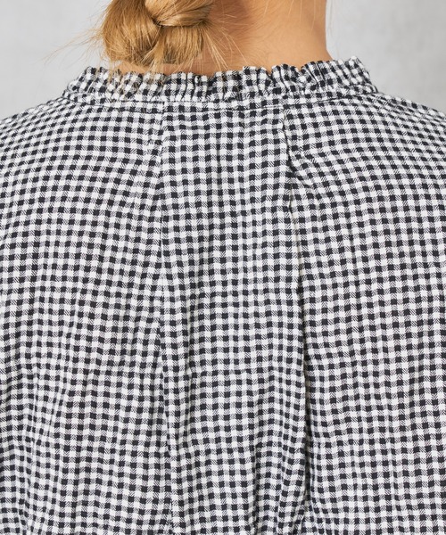 PUAL CE CIN（ピュアルセシン）の「ヘリンボーン襟フリルブラウス（シャツ/ブラウス・レディース・オフホワイト/ブラック/その他1/その他2・FREE）」の14枚目の写真