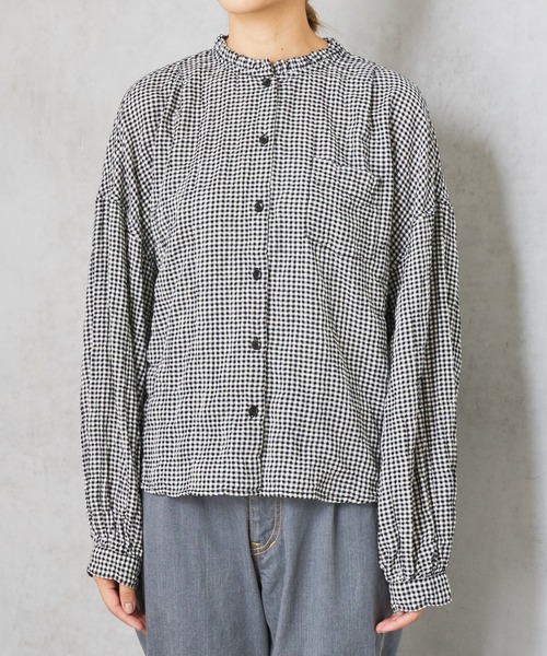 PUAL CE CIN（ピュアルセシン）の「ヘリンボーン襟フリルブラウス（シャツ/ブラウス・レディース・オフホワイト/ブラック/その他1/その他2・FREE）」の7枚目の写真