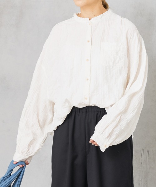 PUAL CE CIN（ピュアルセシン）の「ヘリンボーン襟フリルブラウス（シャツ/ブラウス・レディース・オフホワイト/ブラック/その他1/その他2・FREE）」の18枚目の写真
