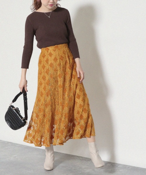 Cheek（チーク）の「フレア切り替えスカート（スカート・レディース・ネイビー/ブラウン/マスタード・MEDIUM）」の22枚目の写真