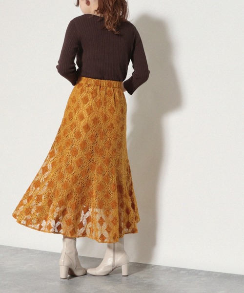 Cheek（チーク）の「フレア切り替えスカート（スカート・レディース・ネイビー/ブラウン/マスタード・MEDIUM）」の17枚目の写真