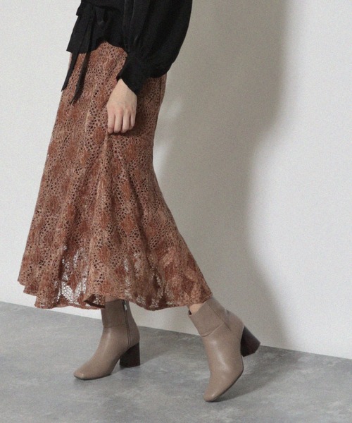 Cheek（チーク）の「フレア切り替えスカート（スカート・レディース・ネイビー/ブラウン/マスタード・MEDIUM）」の12枚目の写真