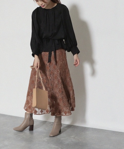 Cheek（チーク）の「フレア切り替えスカート（スカート・レディース・ネイビー/ブラウン/マスタード・MEDIUM）」の14枚目の写真