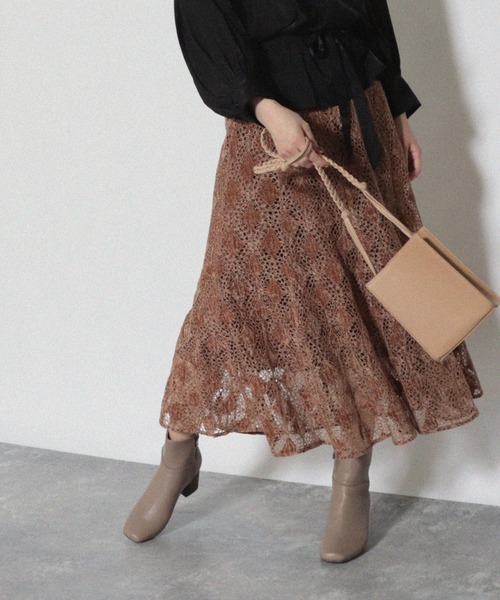 Cheek（チーク）の「フレア切り替えスカート（スカート・レディース・ネイビー/ブラウン/マスタード・MEDIUM）」の11枚目の写真