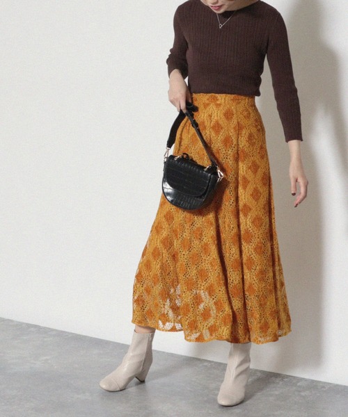 Cheek（チーク）の「フレア切り替えスカート（スカート・レディース・ネイビー/ブラウン/マスタード・MEDIUM）」の21枚目の写真