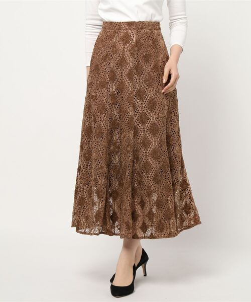 Cheek（チーク）の「フレア切り替えスカート（スカート・レディース・ネイビー/ブラウン/マスタード・MEDIUM）」の6枚目の写真