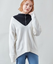 センターリブゆるＶネックニット