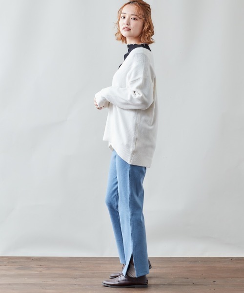 cepo（セポ）の「センターリブゆるＶネックニット（ニット/セーター・レディース・ブラック/オフホワイト/グレー/オレンジ・M）」の11枚目の写真