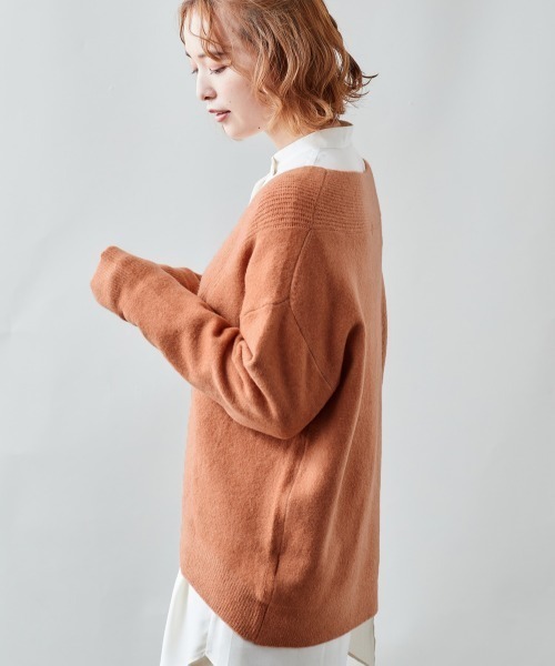 cepo（セポ）の「センターリブゆるＶネックニット（ニット/セーター・レディース・ブラック/オフホワイト/グレー/オレンジ・M）」の13枚目の写真