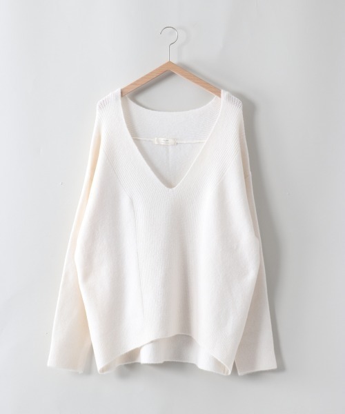 cepo（セポ）の「センターリブゆるＶネックニット（ニット/セーター・レディース・ブラック/オフホワイト/グレー/オレンジ・M）」の22枚目の写真