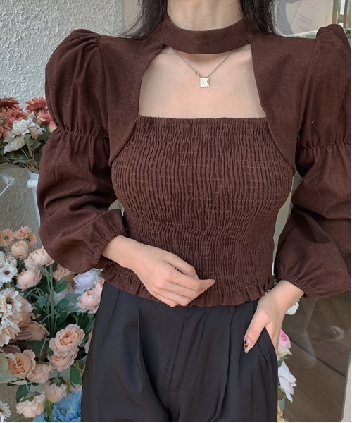 yuue' ( wear )（ユーイ）の「ロングスリーブ袖ボリュームブラウス（シャツ/ブラウス・レディース・ブラウン/ブラック・FREE）」の2枚目の写真