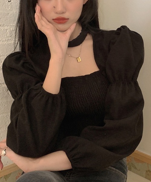 yuue' ( wear )（ユーイ）の「ロングスリーブ袖ボリュームブラウス（シャツ/ブラウス・レディース・ブラウン/ブラック・FREE）」の4枚目の写真