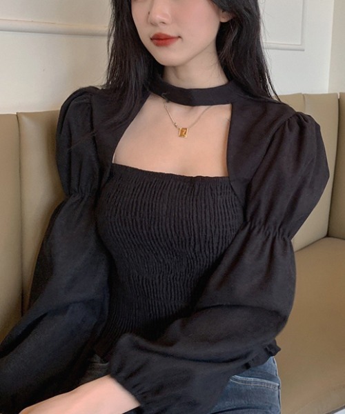 yuue' ( wear )（ユーイ）の「ロングスリーブ袖ボリュームブラウス（シャツ/ブラウス・レディース・ブラウン/ブラック・FREE）」の7枚目の写真