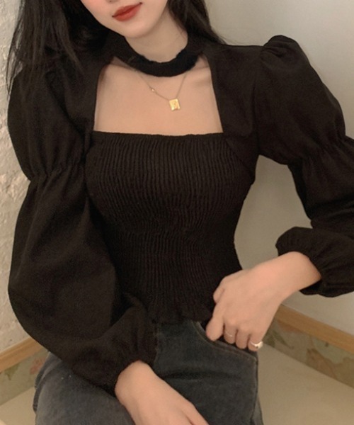 yuue' ( wear )（ユーイ）の「ロングスリーブ袖ボリュームブラウス（シャツ/ブラウス・レディース・ブラウン/ブラック・FREE）」の8枚目の写真