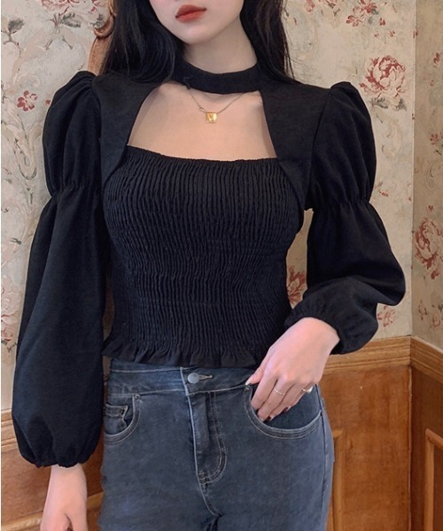 yuue' ( wear )（ユーイ）の「ロングスリーブ袖ボリュームブラウス（シャツ/ブラウス・レディース・ブラウン/ブラック・FREE）」の9枚目の写真