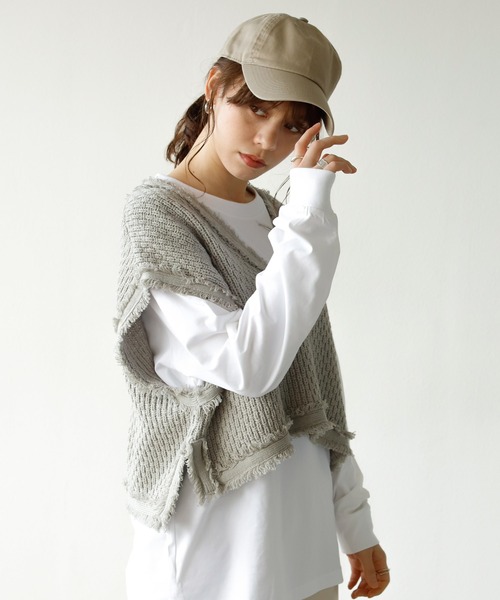 Auntie Rosa Holiday（アンティローザホリデー）の「メキシカンフリンジニットベスト（ベスト・レディース・ブラック/ナチュラル/カーキ/ライトグレー・FREE）」の13枚目の写真