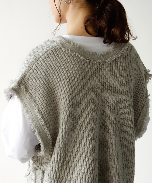 Auntie Rosa Holiday（アンティローザホリデー）の「メキシカンフリンジニットベスト（ベスト・レディース・ブラック/ナチュラル/カーキ/ライトグレー・FREE）」の16枚目の写真