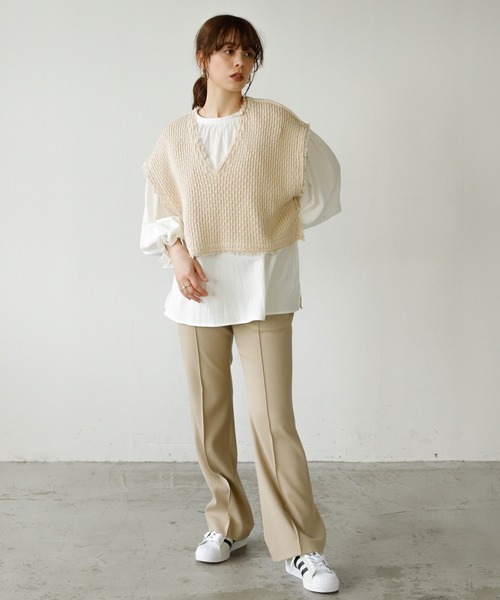 Auntie Rosa Holiday（アンティローザホリデー）の「メキシカンフリンジニットベスト（ベスト・レディース・ブラック/ナチュラル/カーキ/ライトグレー・FREE）」の19枚目の写真