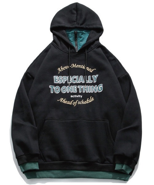 meJane（ミージェーン）の「重ね着風オーバーサイズプルパーカー（パーカー・レディース・ブラック/グレー・FREE）」の5枚目の写真