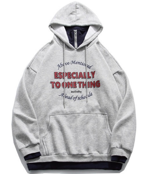 meJane（ミージェーン）の「重ね着風オーバーサイズプルパーカー（パーカー・レディース・ブラック/グレー・FREE）」の8枚目の写真