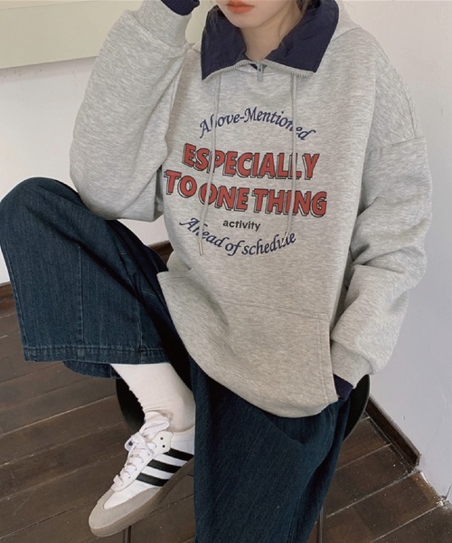 meJane（ミージェーン）の「重ね着風オーバーサイズプルパーカー（パーカー・レディース・ブラック/グレー・FREE）」の20枚目の写真