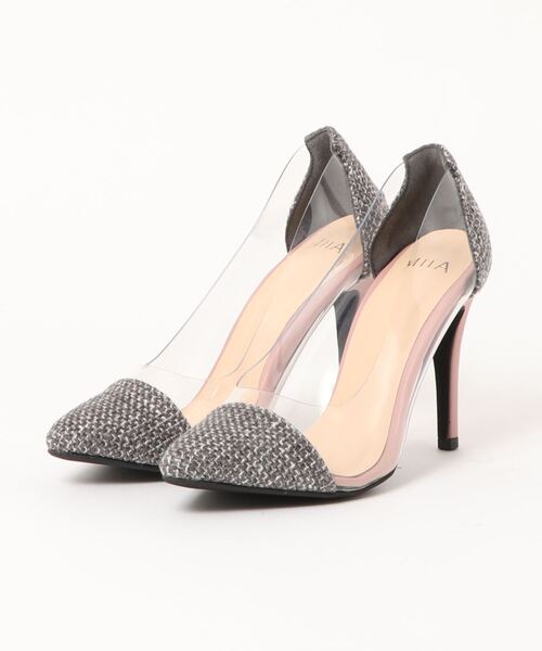 MIIA(ミーア)の「ツィードクリアコンビパンプス(パンプス・レディース・ピンク/ブラック/ベージュ・LARGE/MEDIUM)」の2枚目の写真