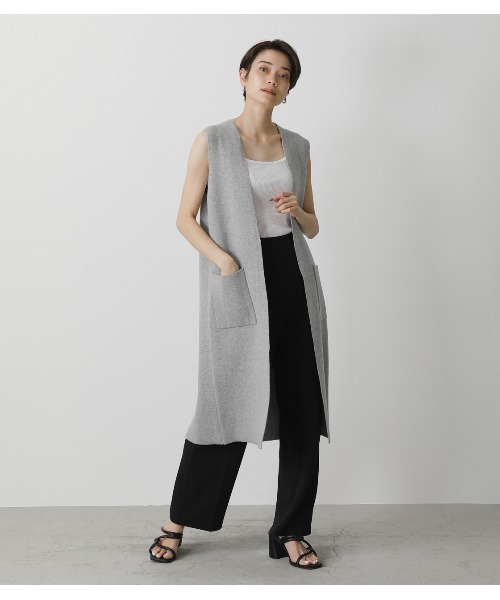 AZUL by moussy（アズールバイマウジー）の「LONG KNIT VEST/ロングニットベスト（ベスト・レディース・杢グレー/ブラック/ベージュ・FREE）」の6枚目の写真