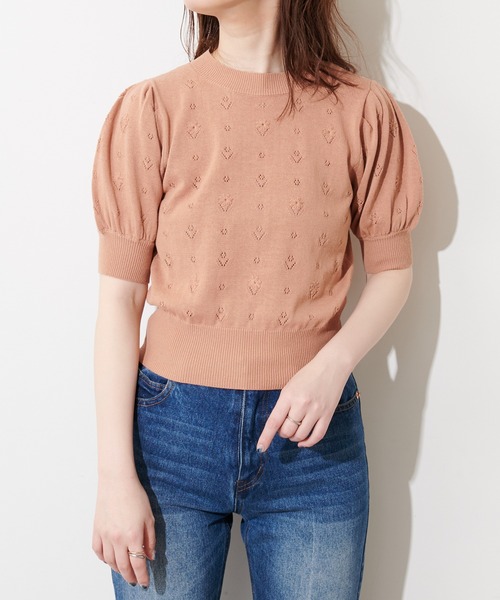 natural couture（ナチュラルクチュール）の「お花手刺繍コンパクトニット（ニット/セーター・レディース・オレンジ/グレイッシュベージュ/ブラック/オフホワイト・FREE）」の13枚目の写真