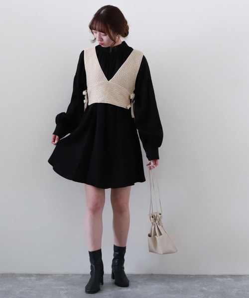 archives（アルシーヴ）の「【限定item】テントラインスタンドカラーチュニック（チュニック・レディース・ブラック/オフホワイト/ラベンダー・MEDIUM）」の17枚目の写真