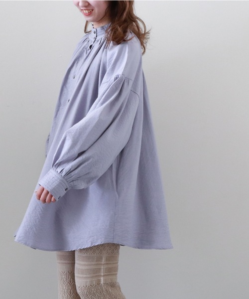 archives（アルシーヴ）の「【限定item】テントラインスタンドカラーチュニック（チュニック・レディース・ブラック/オフホワイト/ラベンダー・MEDIUM）」の8枚目の写真