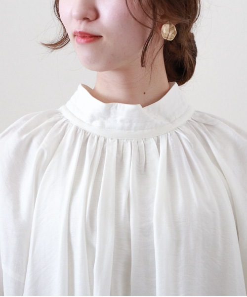 archives（アルシーヴ）の「【限定item】テントラインスタンドカラーチュニック（チュニック・レディース・ブラック/オフホワイト/ラベンダー・MEDIUM）」の18枚目の写真