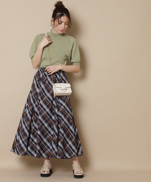 N.(N. Natural Beauty Basic)(エヌエヌナチュラルビューティーベーシック)の「◆チェックボリュームスカート(スカート・レディース・ブラック系その他/ブラウン系その他・MEDIUM)」の5枚目の写真