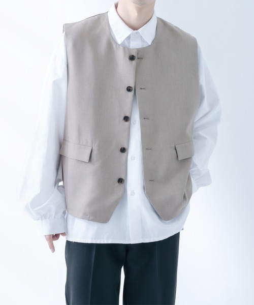 epnok（エプノック）の「メランジルーズベスト（ベスト・メンズ・グレー/カーキ/ライトブラウン/グレイッシュベージュ・SMALL/MEDIUM/LARGE）」の3枚目の写真