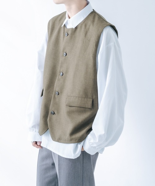 epnok（エプノック）の「メランジルーズベスト（ベスト・メンズ・グレー/カーキ/ライトブラウン/グレイッシュベージュ・SMALL/MEDIUM/LARGE）」の9枚目の写真