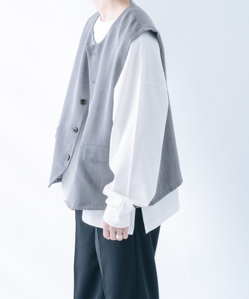 epnok（エプノック）の「メランジルーズベスト（ベスト・メンズ・グレー/カーキ/ライトブラウン/グレイッシュベージュ・SMALL/MEDIUM/LARGE）」の17枚目の写真