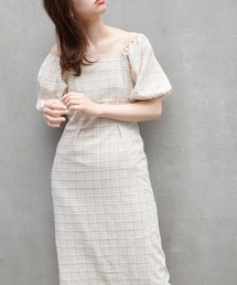 natural couture | 【WEB限定カラー有り】ぽこぽこチェックなセミタイトワンピース(ワンピース)