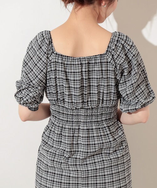 natural couture（ナチュラルクチュール）の「【WEB限定カラー有り】ぽこぽこチェックなセミタイトワンピース（ワンピース・レディース・ベージュ/イエロー/ブラック・FREE）」の20枚目の写真