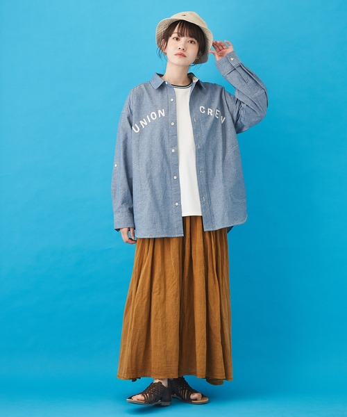 CUBE SUGAR(キューブシュガー)の「シャンブレー バックプリント ビッグシャツ(シャツ/ブラウス・レディース・ブルー/ネイビー/ホワイト・M)」の5枚目の写真