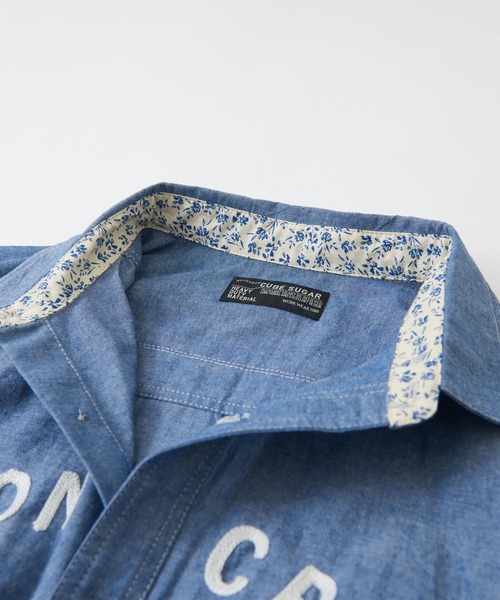 CUBE SUGAR(キューブシュガー)の「シャンブレー バックプリント ビッグシャツ(シャツ/ブラウス・レディース・ブルー/ネイビー/ホワイト・M)」の18枚目の写真