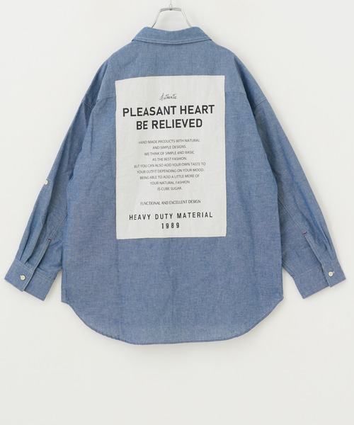 CUBE SUGAR(キューブシュガー)の「シャンブレー バックプリント ビッグシャツ(シャツ/ブラウス・レディース・ブルー/ネイビー/ホワイト・M)」の20枚目の写真