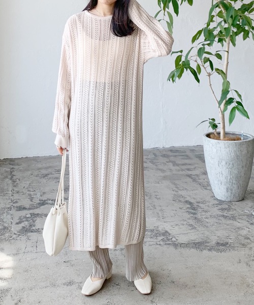 LIAN（リアン）の「透かし編み2WAYロングカーディガン（カーディガン/ボレロ・レディース・ブルー/イエロー/ブラック/ベージュ/オフホワイト・FREE）」の15枚目の写真