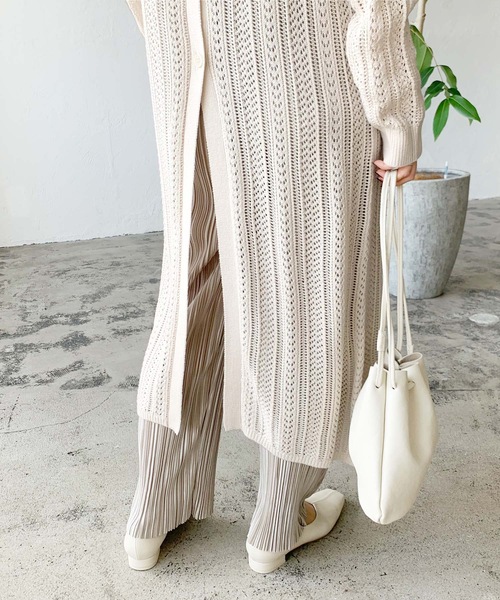 LIAN（リアン）の「透かし編み2WAYロングカーディガン（カーディガン/ボレロ・レディース・ブルー/イエロー/ブラック/ベージュ/オフホワイト・FREE）」の18枚目の写真