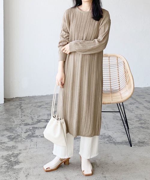 LIAN（リアン）の「透かし編み2WAYロングカーディガン（カーディガン/ボレロ・レディース・ブルー/イエロー/ブラック/ベージュ/オフホワイト・FREE）」の19枚目の写真