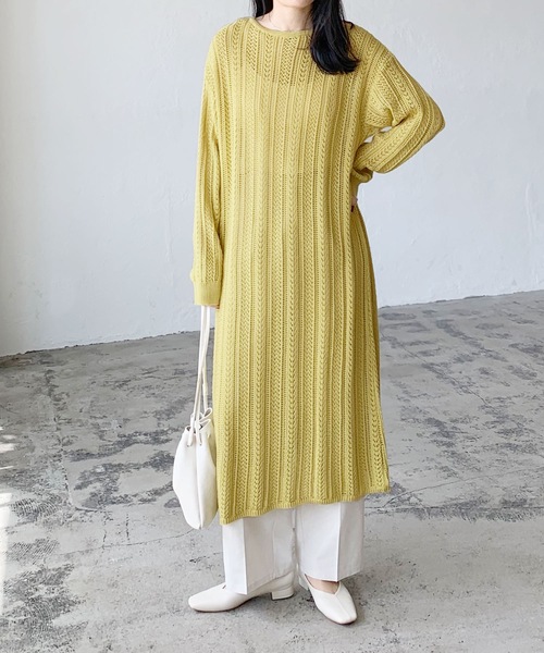 LIAN（リアン）の「透かし編み2WAYロングカーディガン（カーディガン/ボレロ・レディース・ブルー/イエロー/ブラック/ベージュ/オフホワイト・FREE）」の17枚目の写真