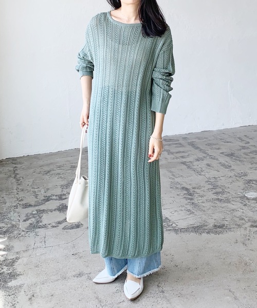 LIAN（リアン）の「透かし編み2WAYロングカーディガン（カーディガン/ボレロ・レディース・ブルー/イエロー/ブラック/ベージュ/オフホワイト・FREE）」の20枚目の写真