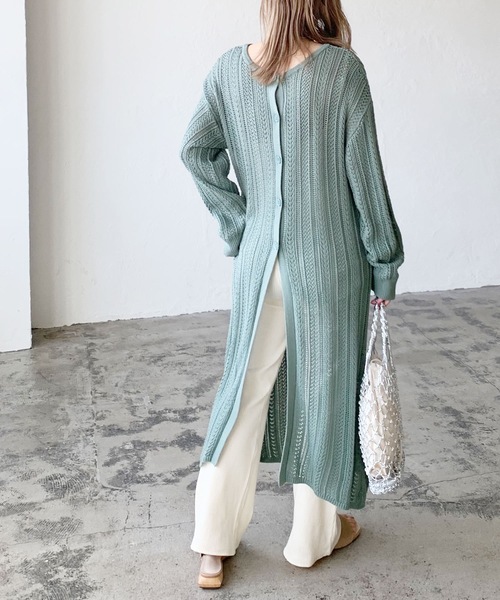 LIAN（リアン）の「透かし編み2WAYロングカーディガン（カーディガン/ボレロ・レディース・ブルー/イエロー/ブラック/ベージュ/オフホワイト・FREE）」の11枚目の写真