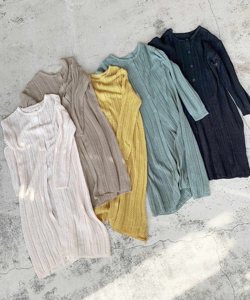 LIAN（リアン）の「透かし編み2WAYロングカーディガン（カーディガン/ボレロ・レディース・ブルー/イエロー/ブラック/ベージュ/オフホワイト・FREE）」の8枚目の写真