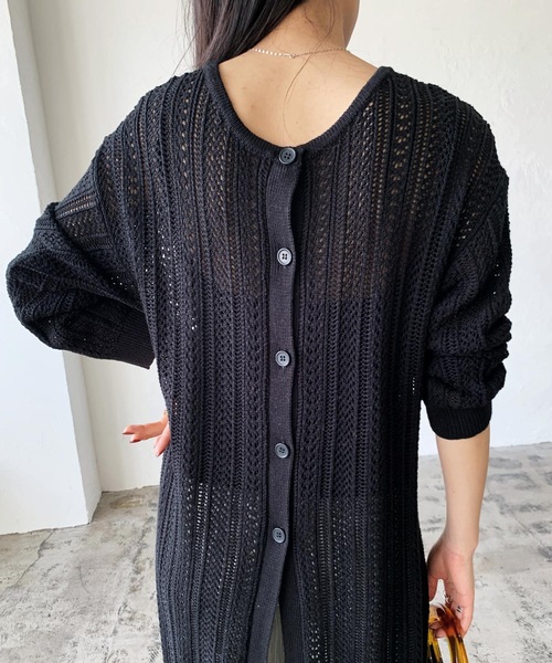 LIAN（リアン）の「透かし編み2WAYロングカーディガン（カーディガン/ボレロ・レディース・ブルー/イエロー/ブラック/ベージュ/オフホワイト・FREE）」の16枚目の写真